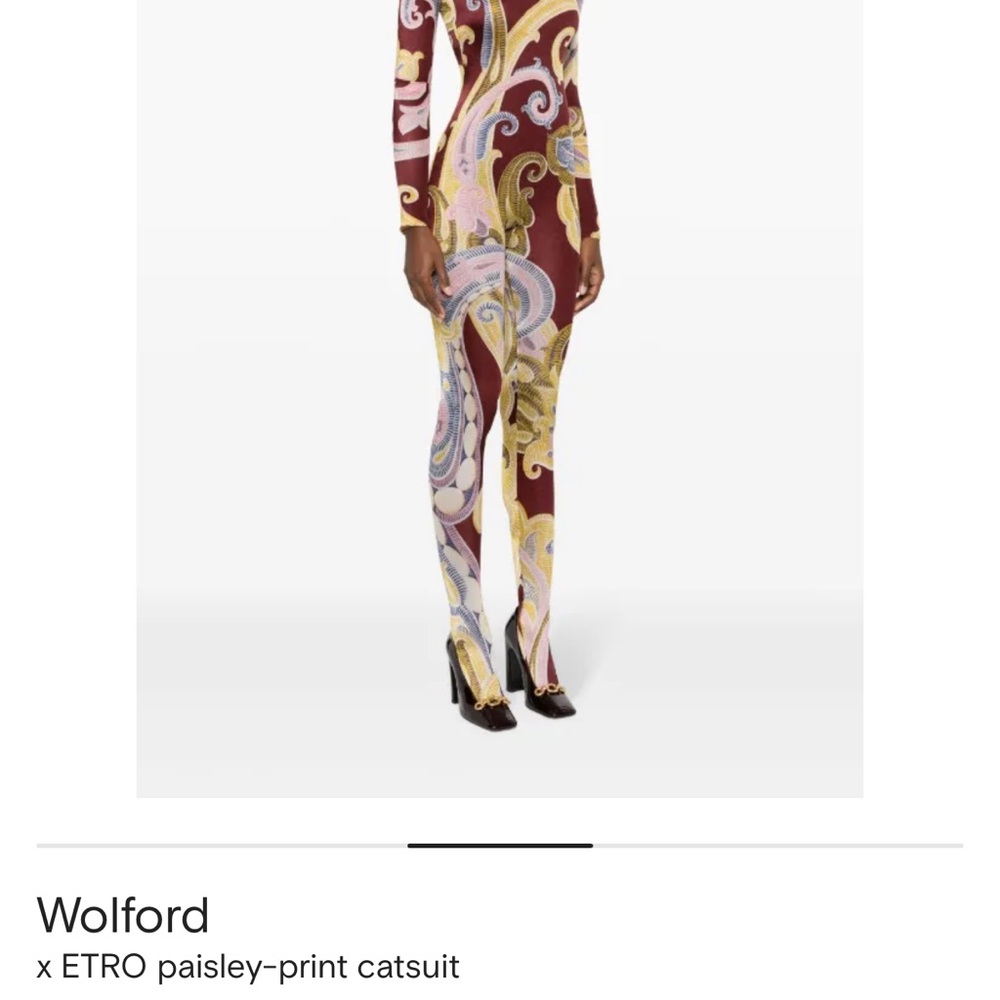 Wolford X Etro Burgundy and Yellow Paisley Jumpsuit